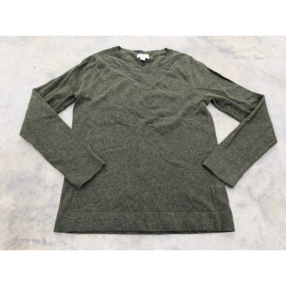 J.Crew Teddie Women's Small Heather Olive Green Crewneck Sweater